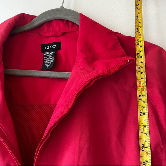 IZOD Golf Windbreaker Jacket Red Quarter Zip Pullover Men’s Size S Mesh Lined - Picture 6 of 9